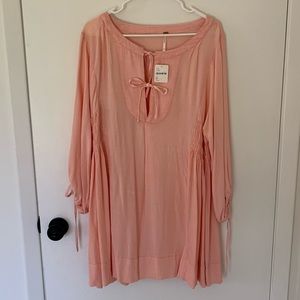 NWT free people peach tie front dress